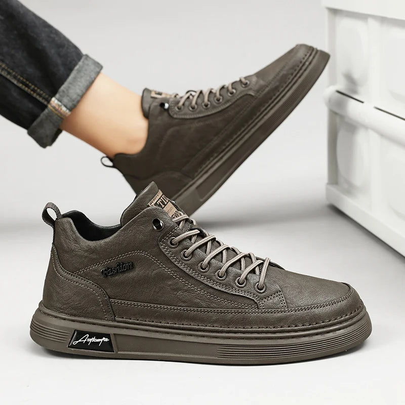 BRIT STEP - Men's Breathable Casual Leather Shoes - Handmade Platform