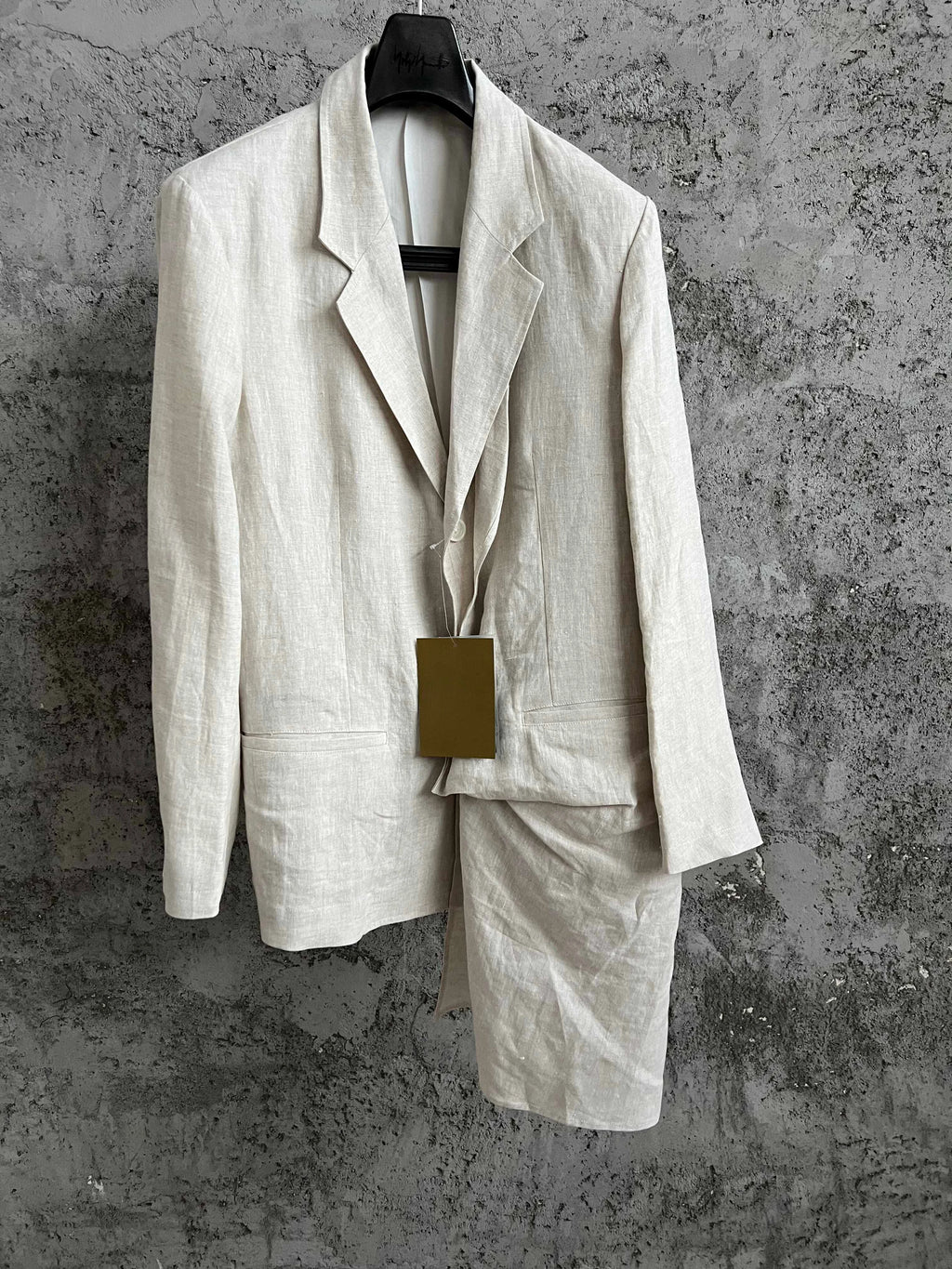 IRREGULAR LINEN - Men's Irregular Front Linen Suit Jacket Double Collar - Beige, S–XL