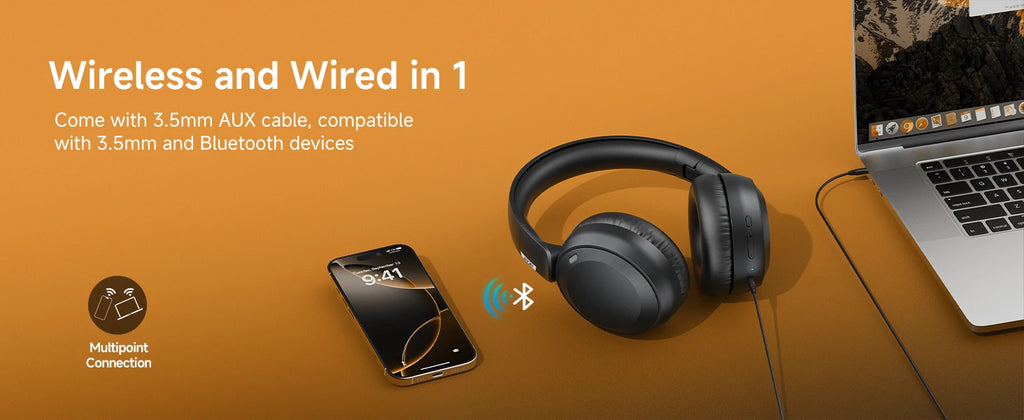 Acer OHR205 Wireless Headphones - Foldable Over-Ear, Multipoint