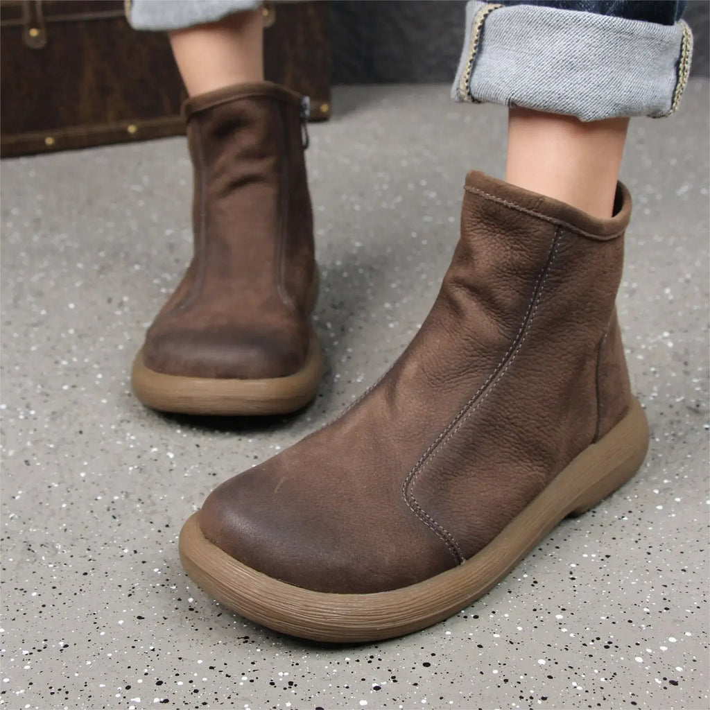 Handmade Genuine Leather Ankle Boots – Retro Unisex