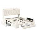VELVET HAVEN - Upholstered Storage Bed - LED, USB Charging, 3 Drawers