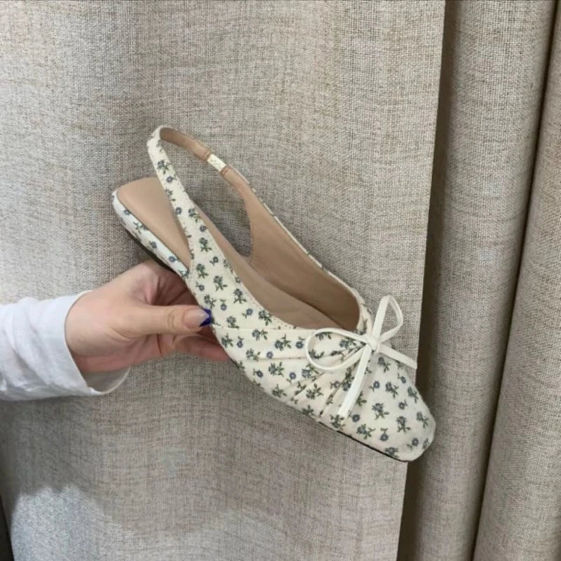 Summer Polka Dot Butterfly-knot Women Sandals Comfort Slip On Slingbacks Mules Shoes Ladies Dress Street Style Low Heel Shoes