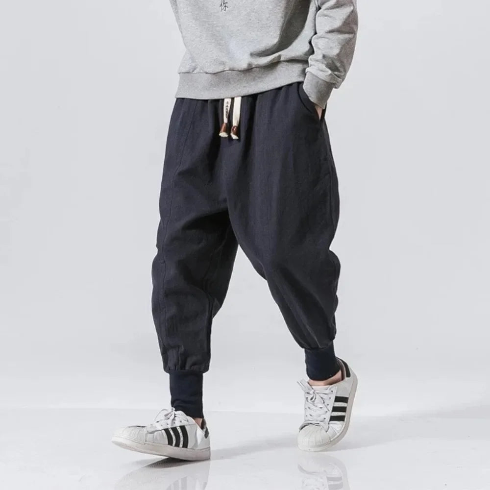 Men's Cotton Linen Harem Pants - Baggy Joggers - Streetwear Comfort All Year