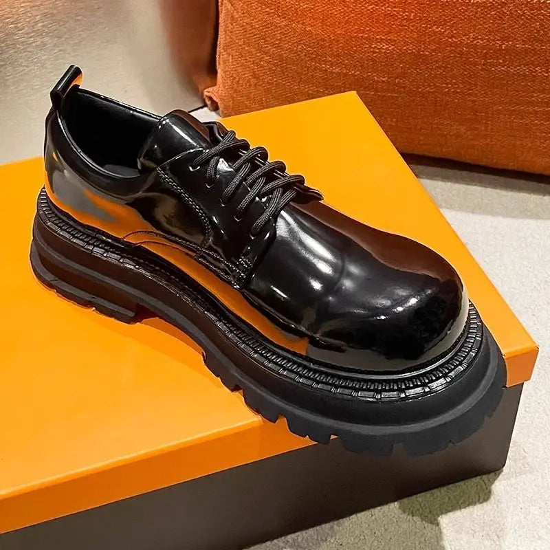RISE UP - Men's Hidden Height-Increase Derby Shoes - Waterproof Cowhide Leather Lace-Up Business Shoes