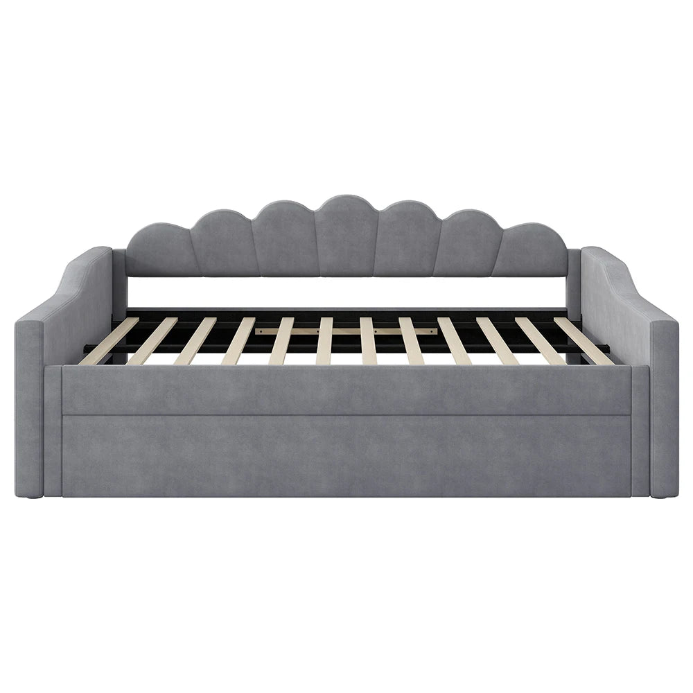 DAYBREAK - Linen Daybed with Pull-Out Bed - LED, 140x200cm, Ships from Germany