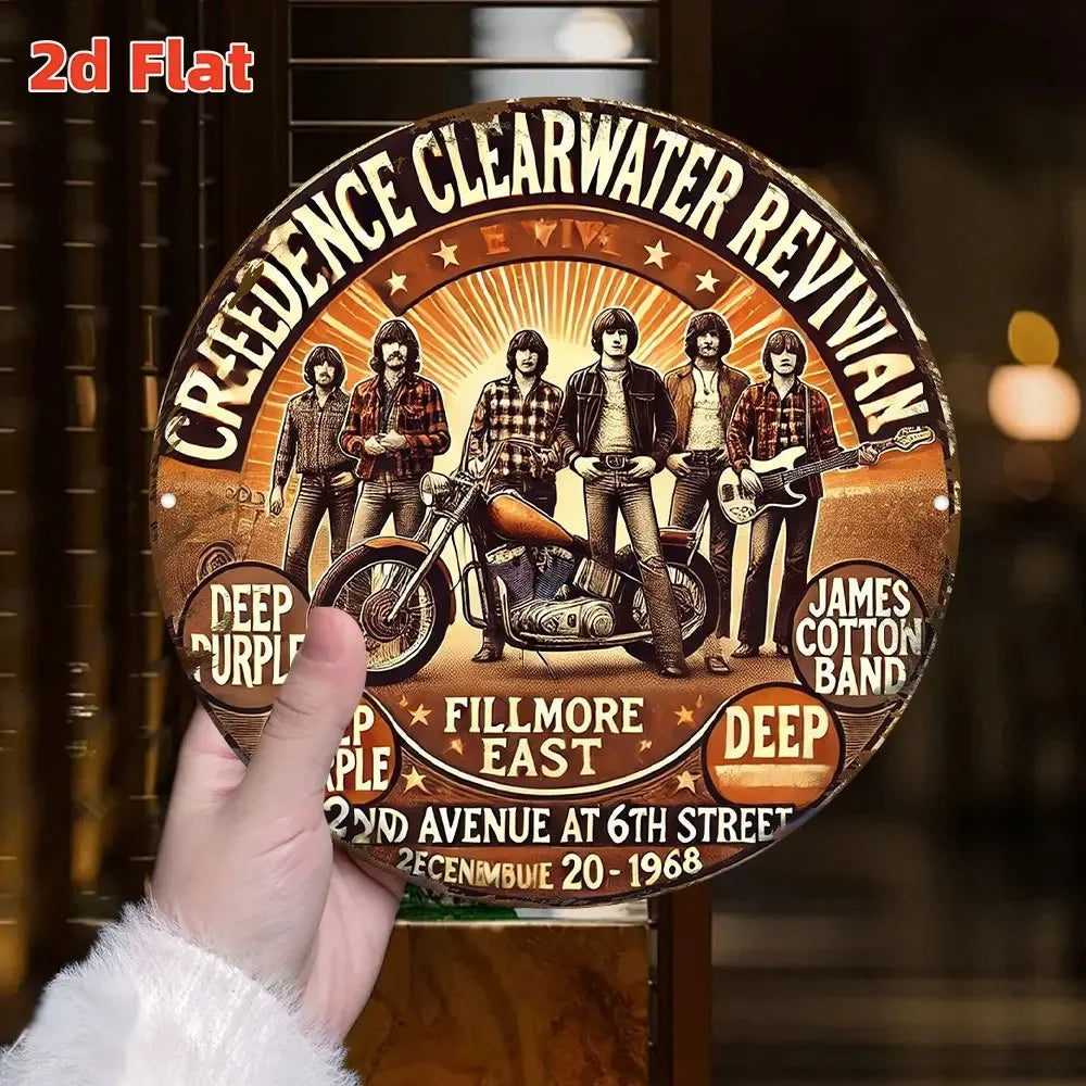 Creedence Clearwater Revival Metal Sign - Round Vintage - Bar Wall