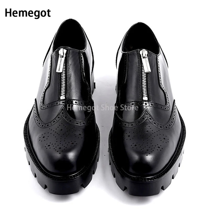 Men's Genuine Leather Brogue Oxford Slip-On - Formal Dress Shoes EU 37-45
