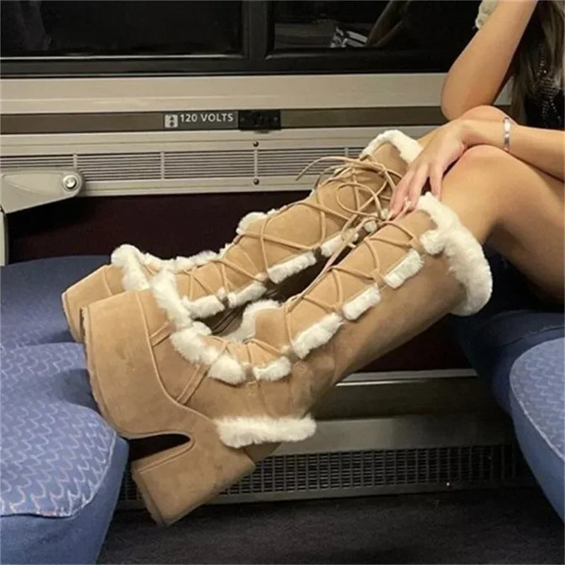 Platform Wedge Snow Boots – Plush Lined Mid-Calf