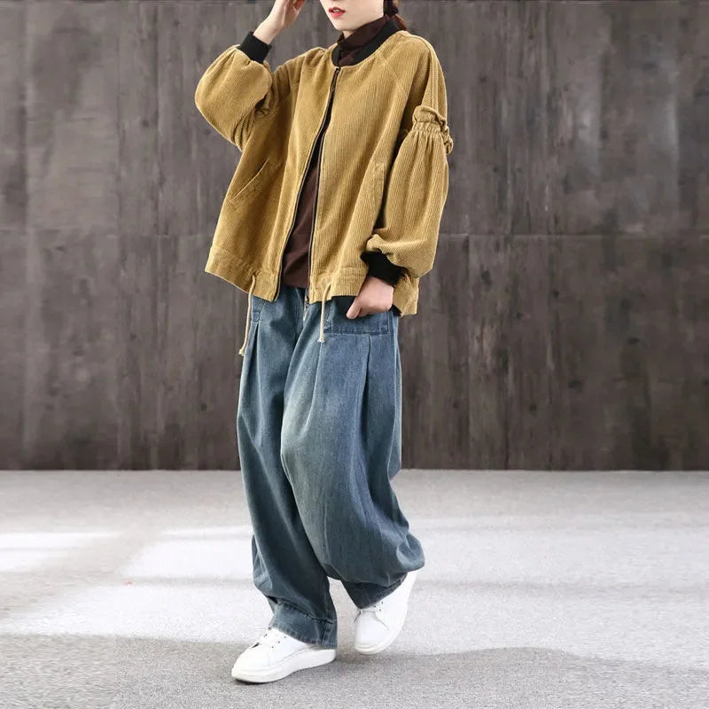 High Waist Bloomer Lantern Jeans
