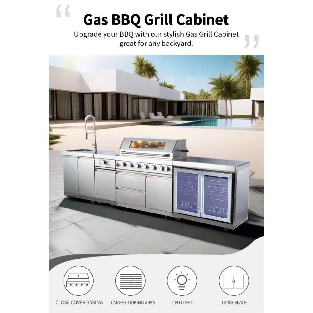 LUXURY OUTDOOR KITCHEN - Stainless Steel, Gas Oven & Sink - Modular BBQ