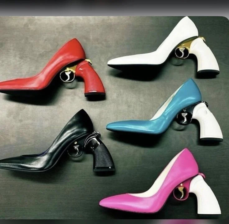 DOODLE RUSH - Graffiti Print Pointed Toe Pumps - Punk High Heels