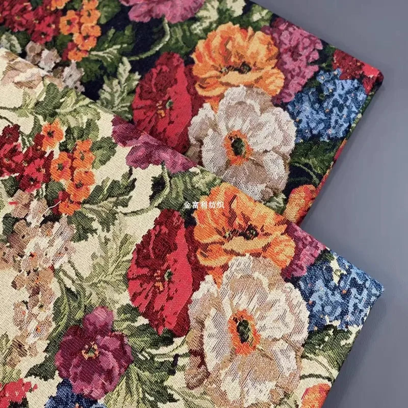 FLORAL CHENILLE JACQUARD FABRIC - Polyester-Cotton, 148cm Wide - Rich Rooms