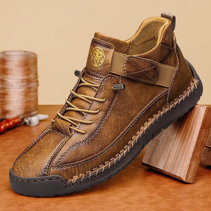 HIGH STITCH - Men's Handmade High-Top Casual Ankle Boots - Breathable Leather