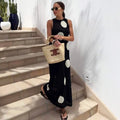 Tornova 2025 Polka Dot Knitted Maxi Dress Female Sleeveless Bohemian Beach Perspective Long Dress Straight Tank Dress Summer New