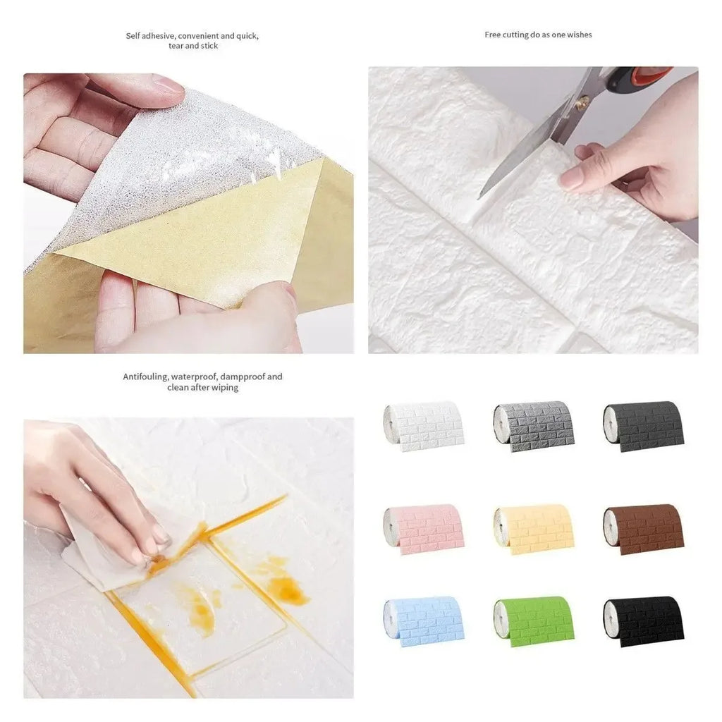 3D FOAM BRICK WALLPAPER - 70cm Wide - Waterproof Wall Decor