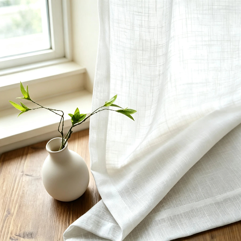MODERN LINEN SHEER CURTAINS - 2 Panels, 1–40% Shading - Soft Window Light