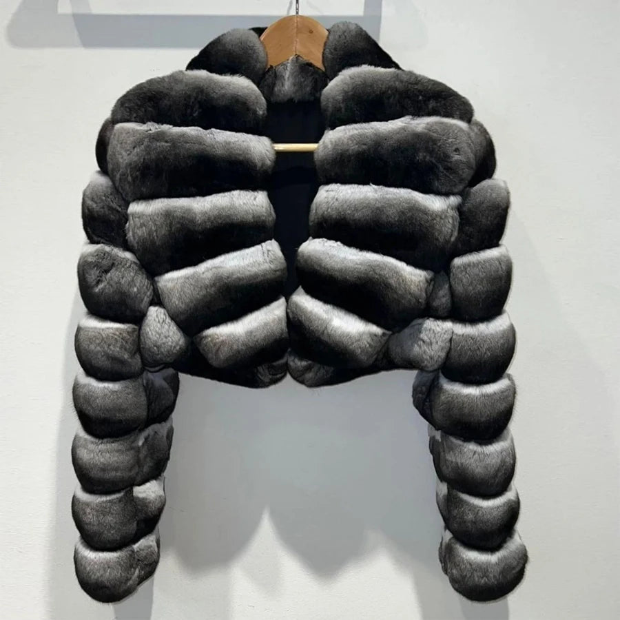 Winter Whisper - Rex Rabbit Fur Jacket - Evening Grace