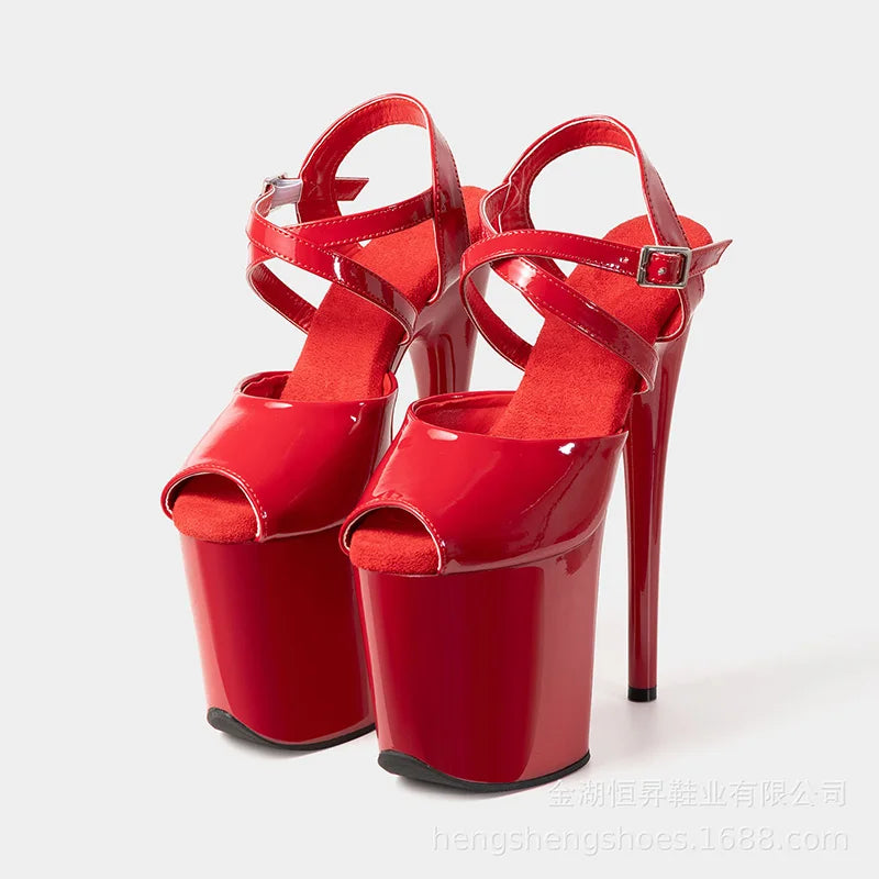 8-inch Sexy Super High Heels Transparent Crystal Wedding Pole Dance Shoes 20CM Stiletto Waterproof Platform Sandals Summer