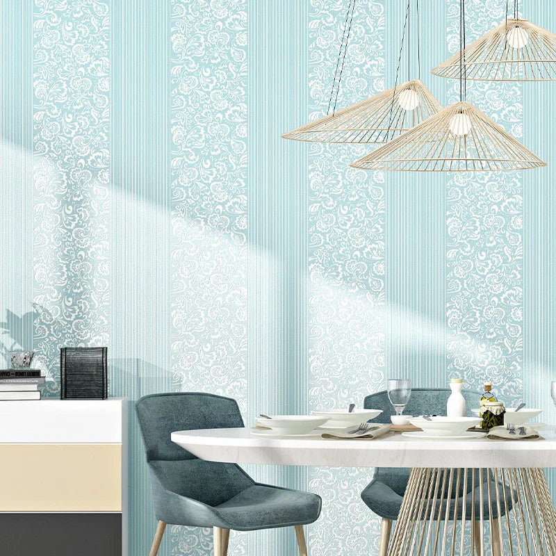 9.5M Modern Simple Wallpaper Bedroom 3D Living Room White Vertical Stripe Non-Woven Wall Cloth European TV Background Wall Paper