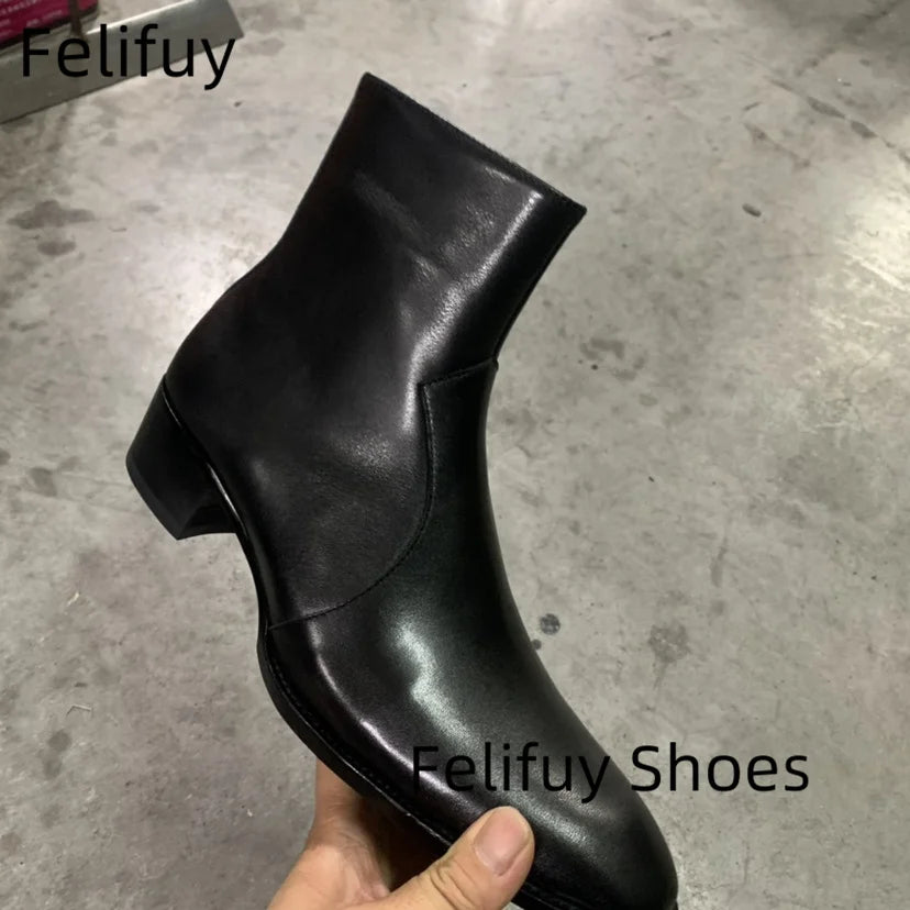 CHELSEA RETRO - Genuine Leather Ankle Boots Men - Pointed Toe, Side Zip, British Style