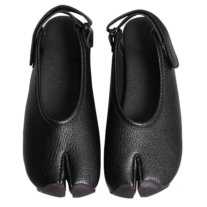 New Summer Soft Leather Split Toe Women Sandals Casual Comfortable Soft-soled Pig's Hoof Shoes Slingbacks Tabi Ballet Shoe
