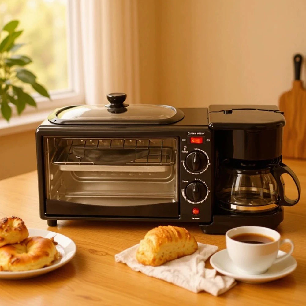 3 in 1 Breakfast Maker – 9L Oven Coffee Maker Frying Pan