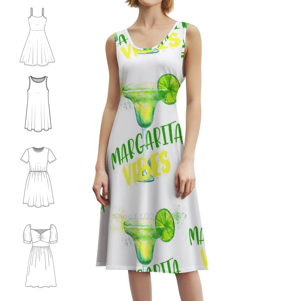 Margarita Vibes Women's Elegant Party Dress A-Line Dress With Short/Long/Sleeveless Options Margarita Tequila Cocktail Drink