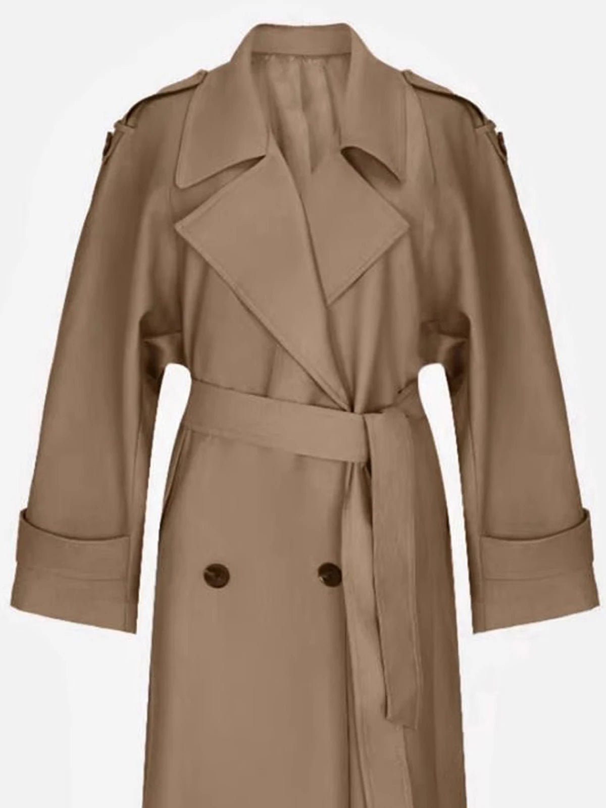 Women's Long Trench Coat - Oversized Fit - City Elegance
