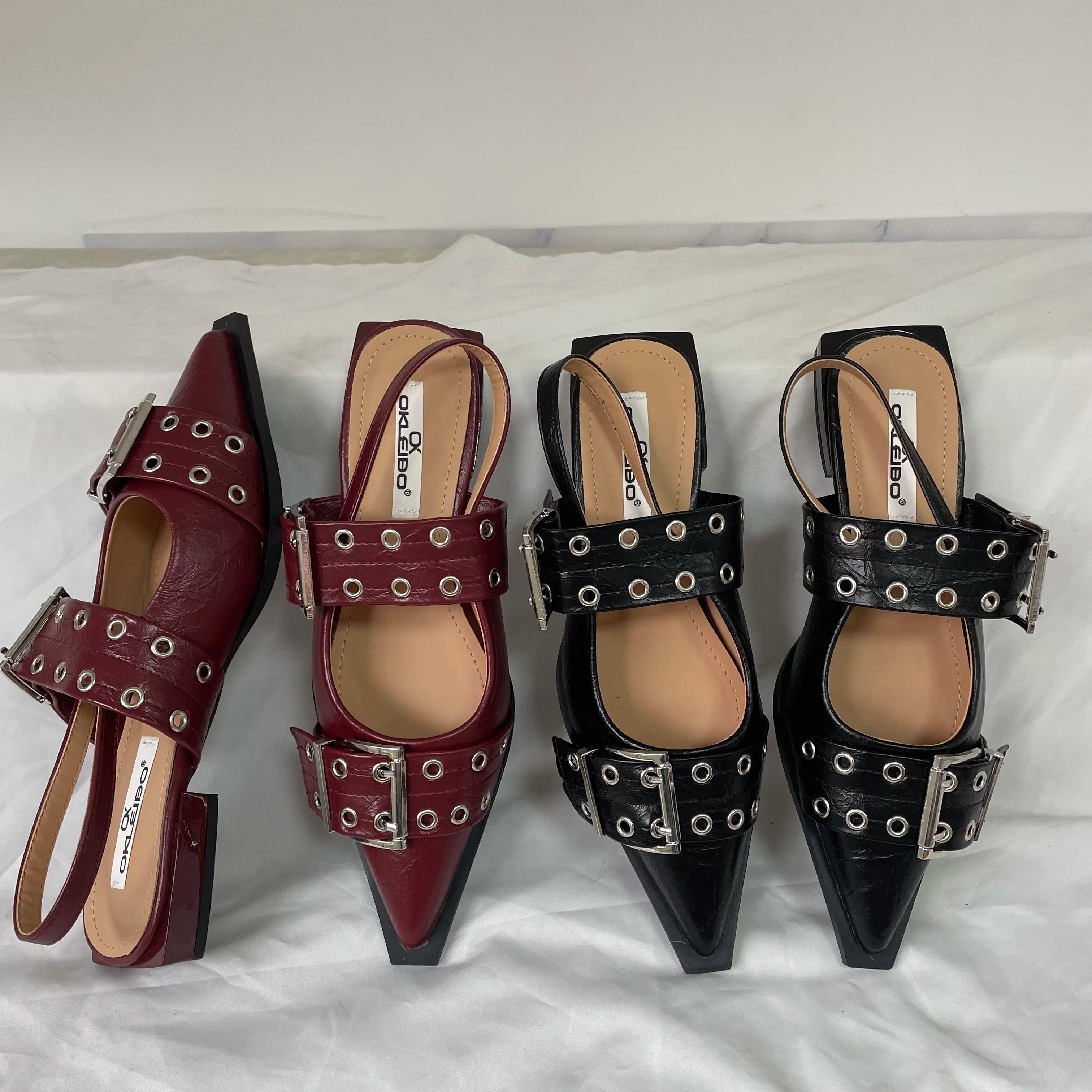 New Women Sandals Shoes Pointed Toe 2026 Spring Fashion Shallow Footwear Slingbacks Ladies Sandals Flats Shoes Big size