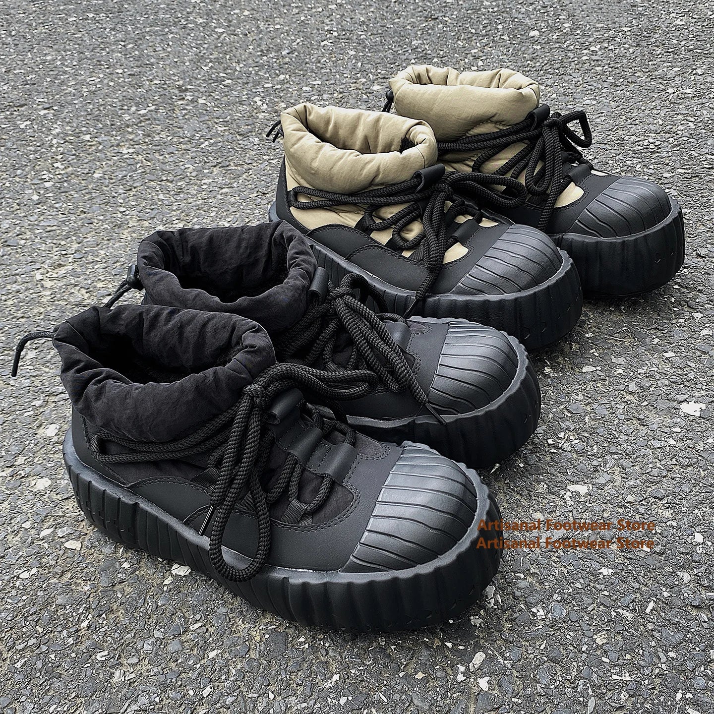 Men's Plush-Lined Snow Boots - Height Increasing Thick Sole Round Toe High Top