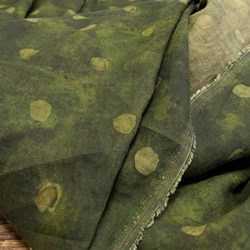Linen Printed Fabric Sand Washed Soft Texture for Dress Robe Blouse Tablecloth Elegant Clothing Handmade DIY Home Craft Material