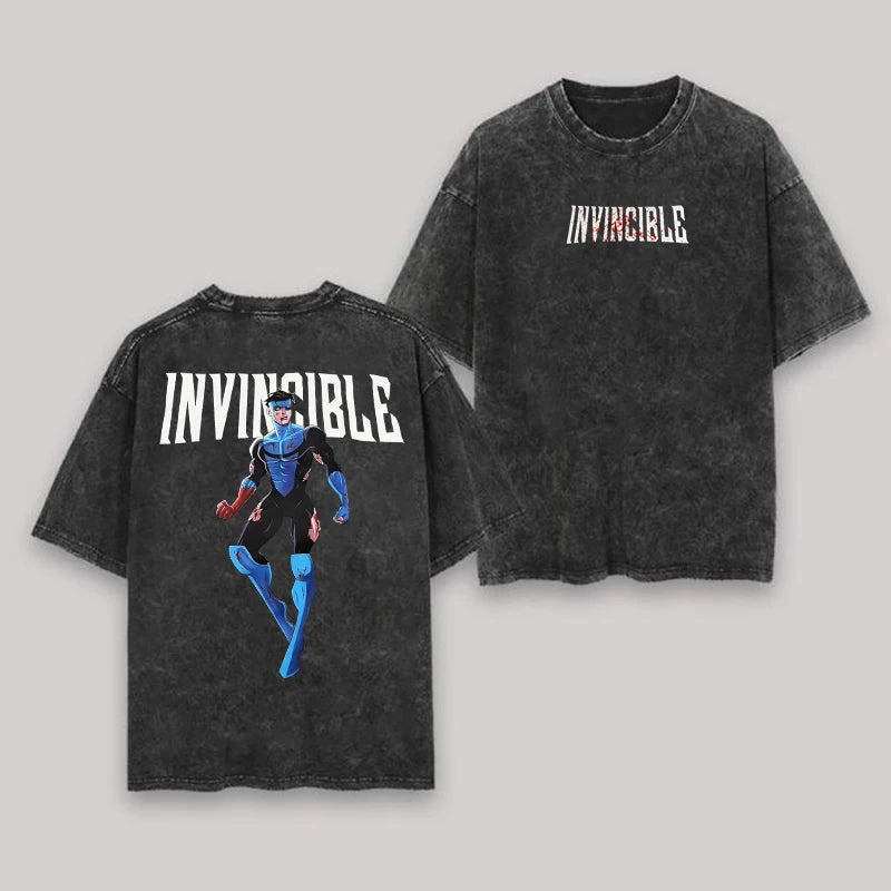 Hot Anime Invincible Washed Tshirt Anime Lover Couples Plus Size Unisex personality Clothes Year round clothing high quality top