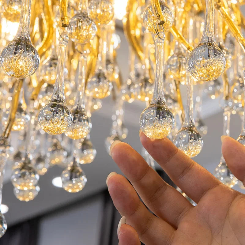 Water Drop Crystal Chandelier – Chrome/Gold/Black, Multi-Size