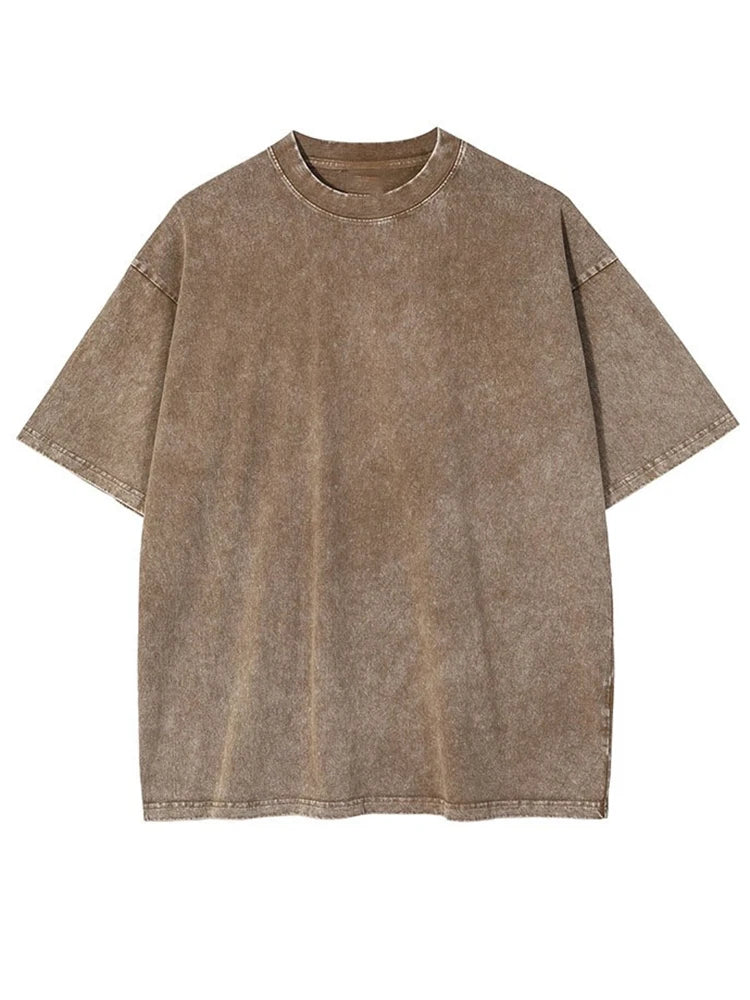 2026 Streetwear Washed Vintage T-Shirts Hip Hop Retro Punk T Shirt Women Tops Cotton Neutral Short Sleeve Acid Wash T-Shirts