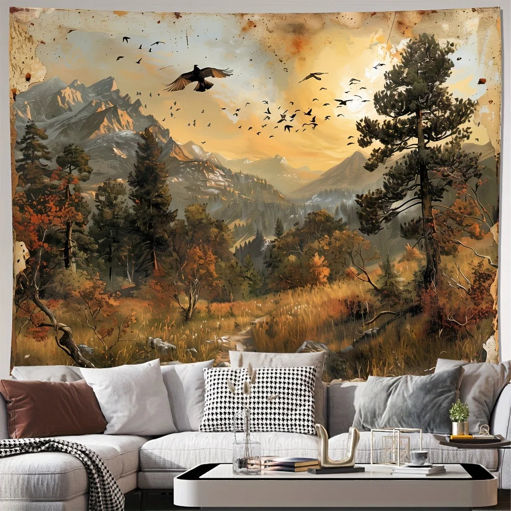 MOUNTAIN LANDSCAPE TAPESTRY - 100% Polyester, 9 Sizes - Wild Walls
