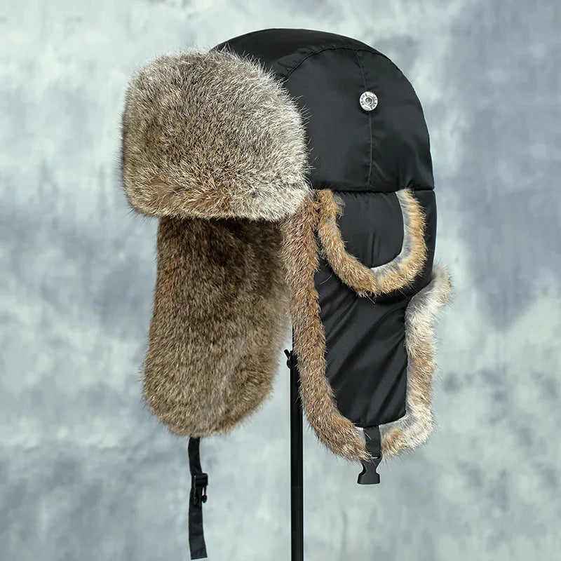 TUNDRA - Real Rabbit Fur Bomber Hat - Unisex, 9 Colors, Sizes 55–62cm
