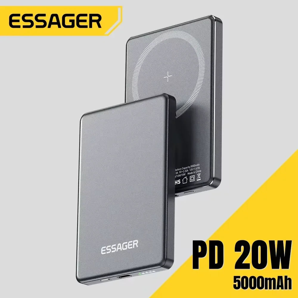 ESSAGER MAGNETIC POWER BANK - 20W, 5000mAh - Ultra-Slim Backup