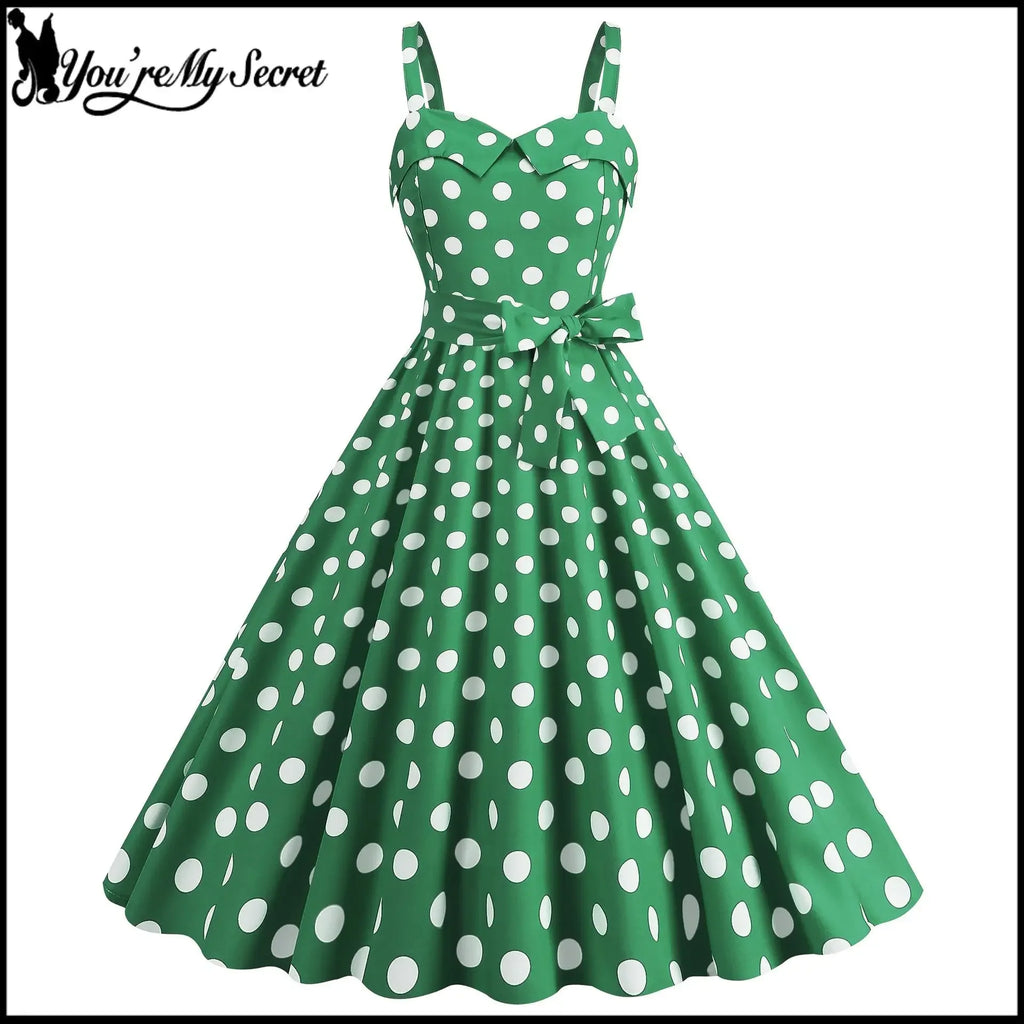 Vintage Classical Polo Dot Printed Dress Women's Sexy Sling Strap Wrap Chest Dress Valentine's Day Streetwear Spring Summer