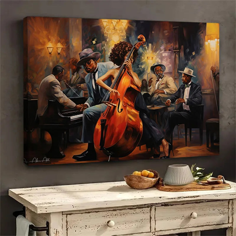 Vintage Jazz Band Canvas - Multi-Size - Music Scene