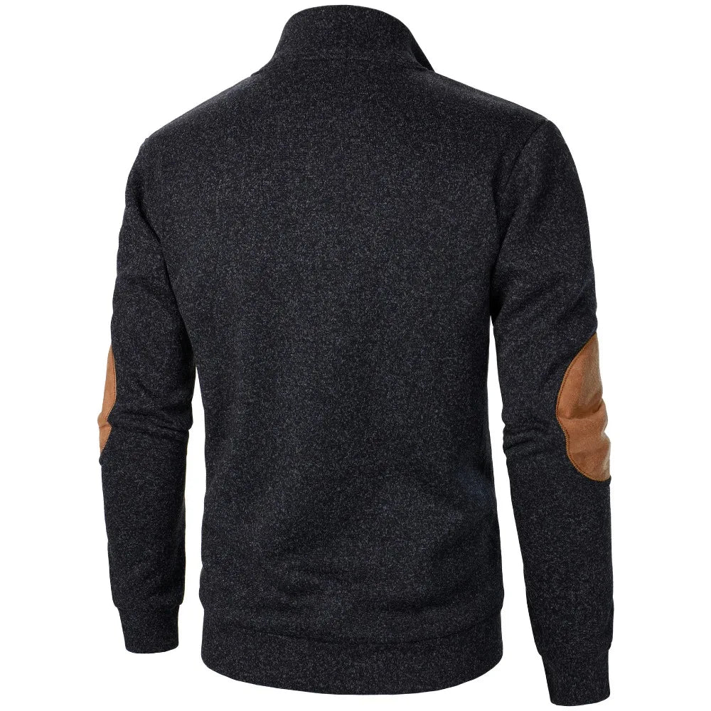 PATCH BLOC - Men's Patchwork Stand Collar Sweatshirt - Vintage, 5 Colors, S-XXXL