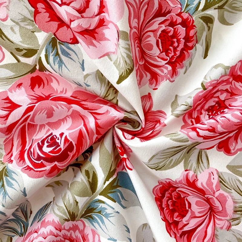 BLOOM FLAT SHEET - Red Flower Printed Bed Sheet - Soft, Vivid & Made to Last