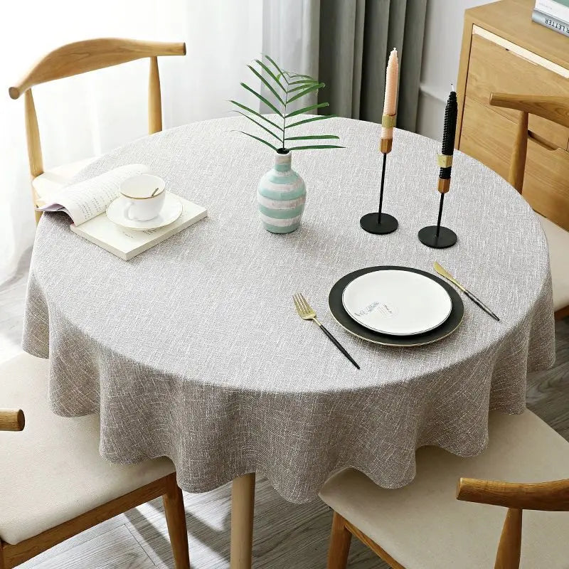ROUND LINEN TABLECLOTH - Cotton-Linen Blend, 8 Colors, Multi-Size - Calm Tables
