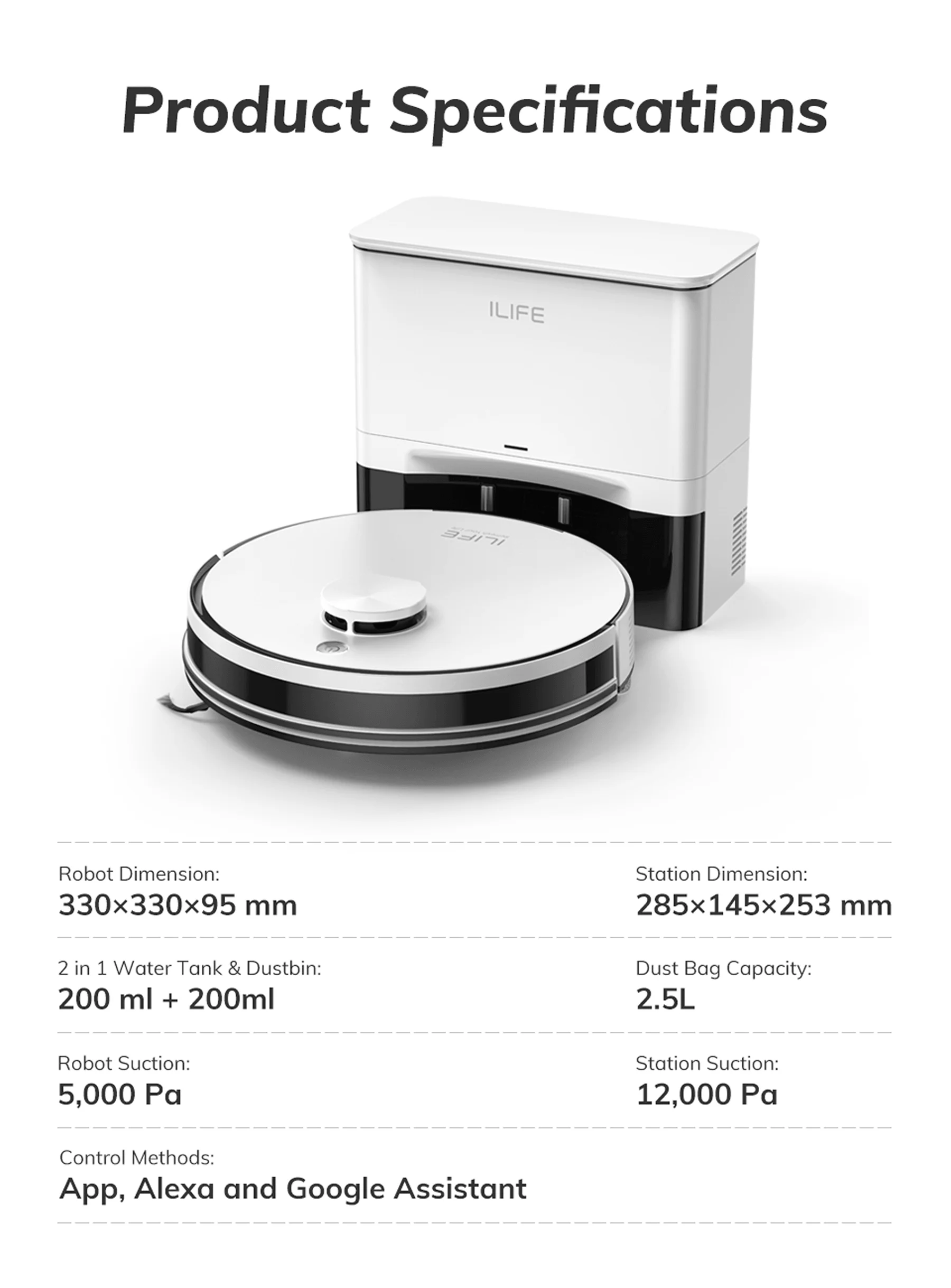 ILIFE A30 Pro Robot Vacuum Self-Emptying