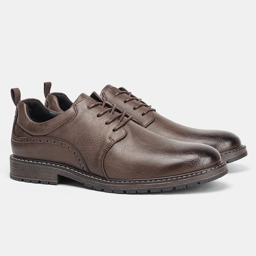 Men's Casual Derby Shoes - Fashion Lace-Up Leather Dress Shoes