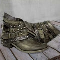 Belt Buckle Platform Ankle Boots – British Style