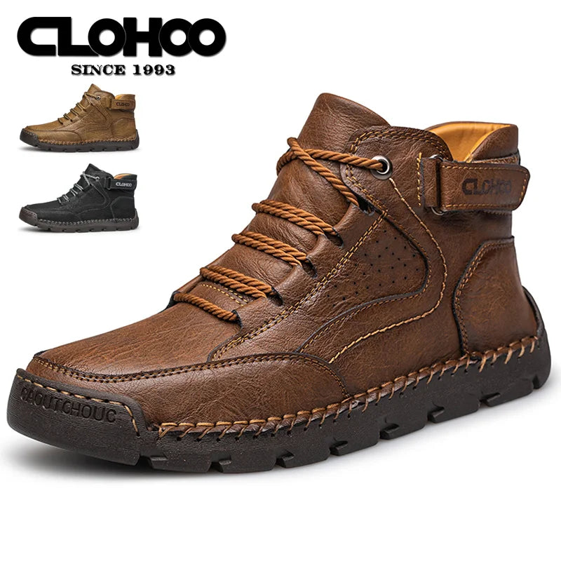 CLOHOO - Men's Hand-Sewn High-Top Leather Hiking Boots - Specialty Edition