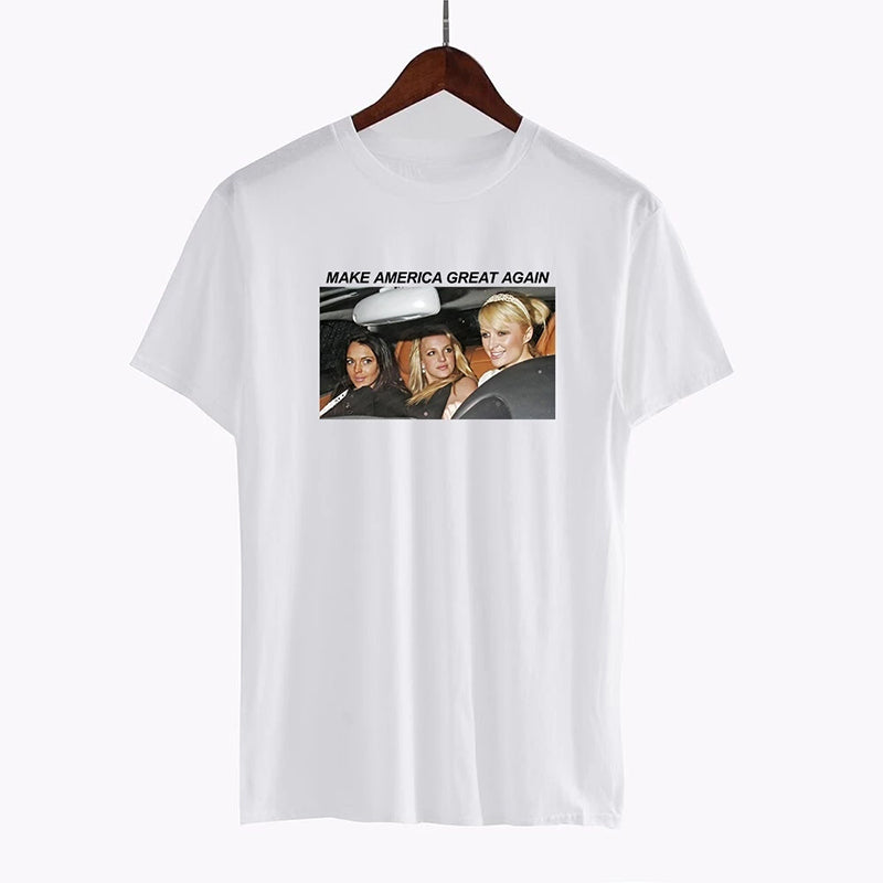 Britney Make America Great Again Graphic Tees Summer Women Fashion T Shirt Casual Tops Unisex Funny Trip T-shirts Streetwear