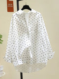 PURE COTTON DOT SHIRT - Full Button, Loose Fit - Easy Casual