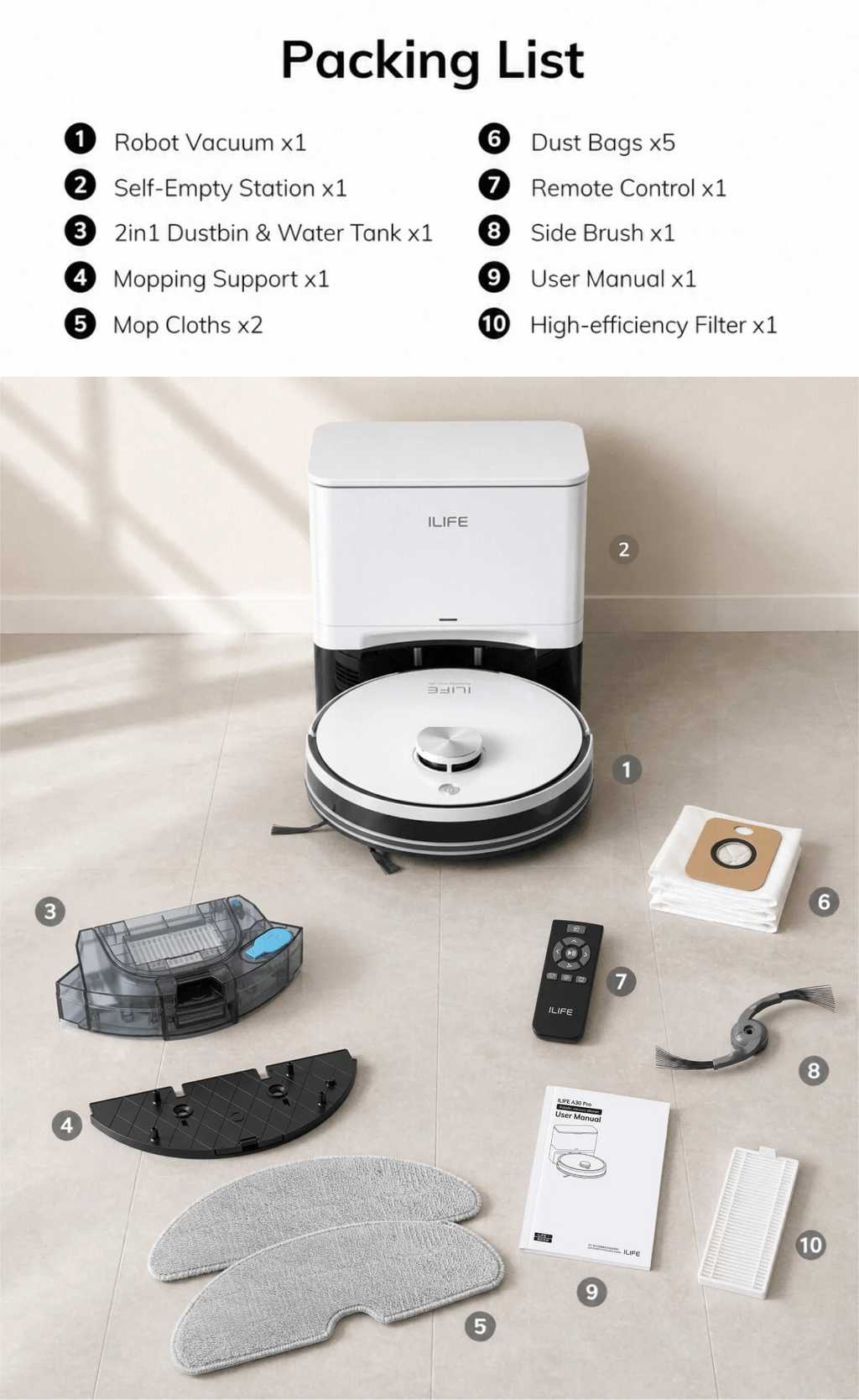 ILIFE A30 Pro Robot Vacuum Self-Emptying
