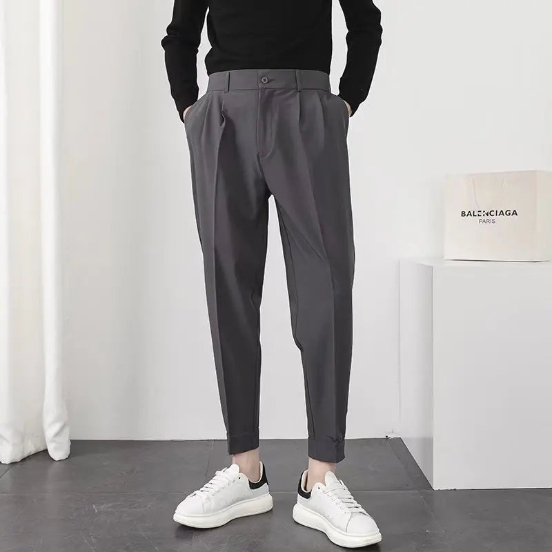 TAPER GAME - Men's Slim Tapered Blazer Pants - Pleated, 4 Colors, Waist 28–38